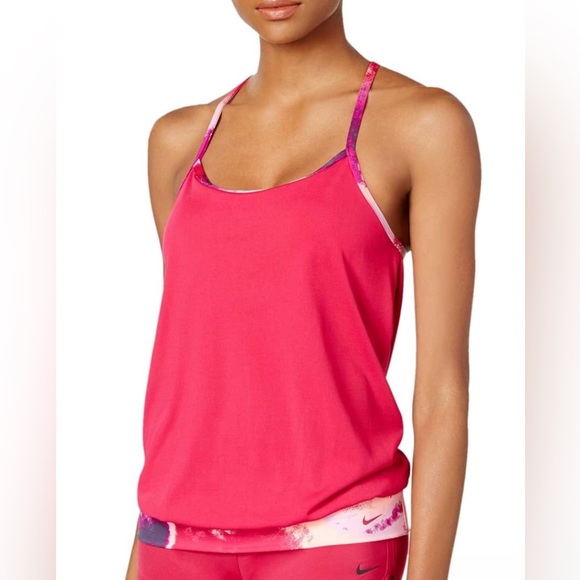 Nike Fuchsia Pink Cascade Drape-Back Active Tankini Top Size Large EUC - Picture 2 of 8